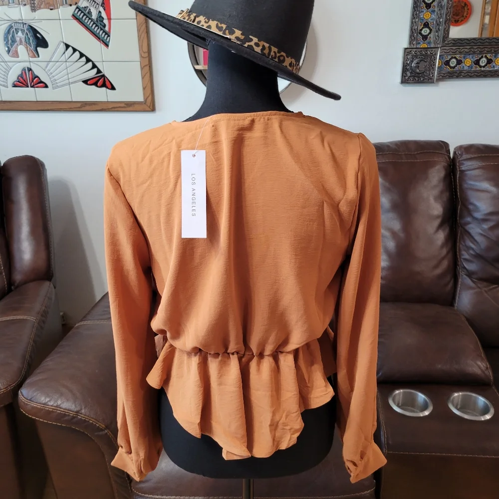 Timing Orange Ruffle Top - Picture 3 of 4